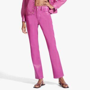 Staud Eli Pant Fuchsia Vegan Leather Size 10
